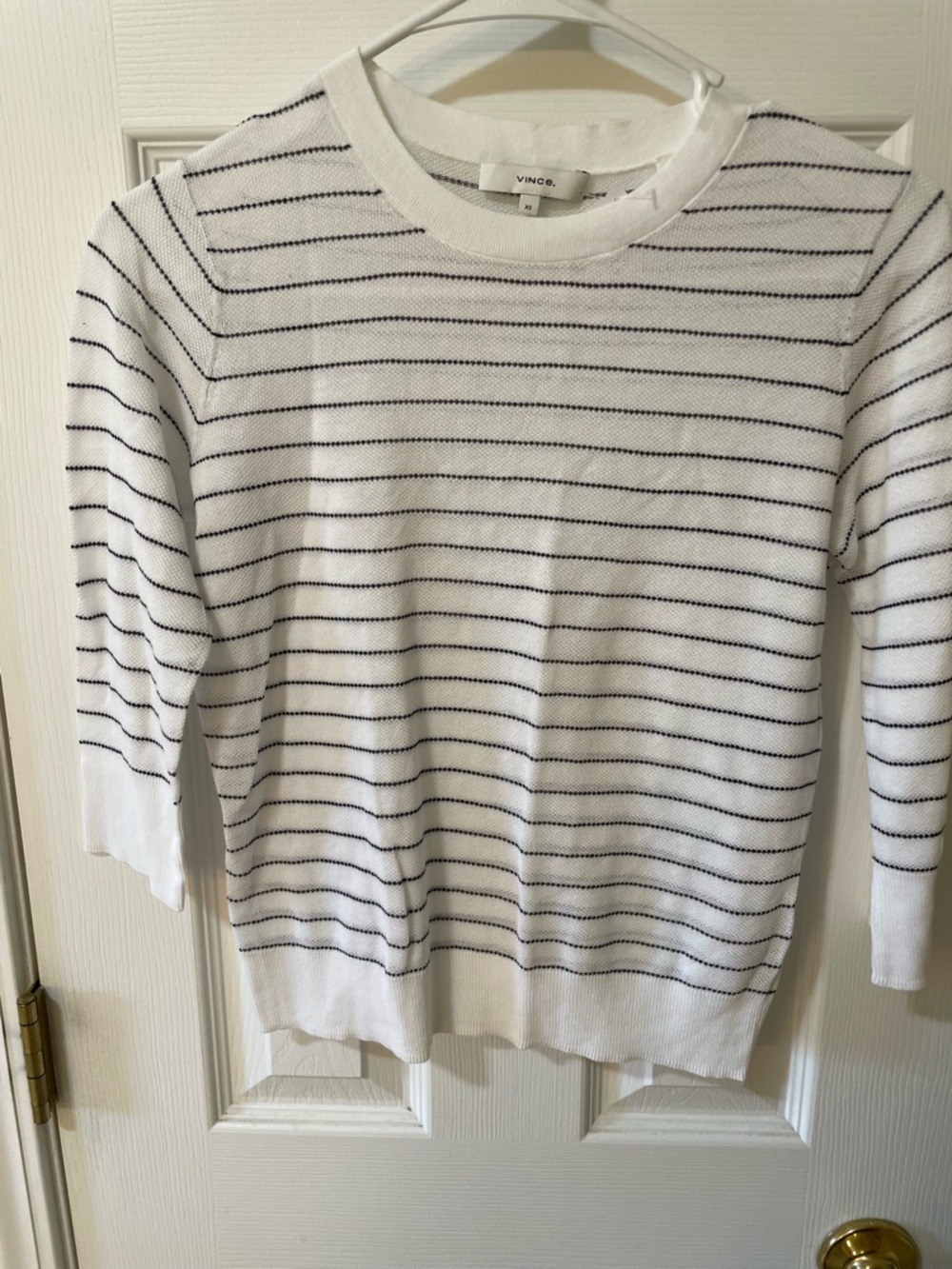 Vince White & Black Striped Cotton Sweater XS Lightweight Knit